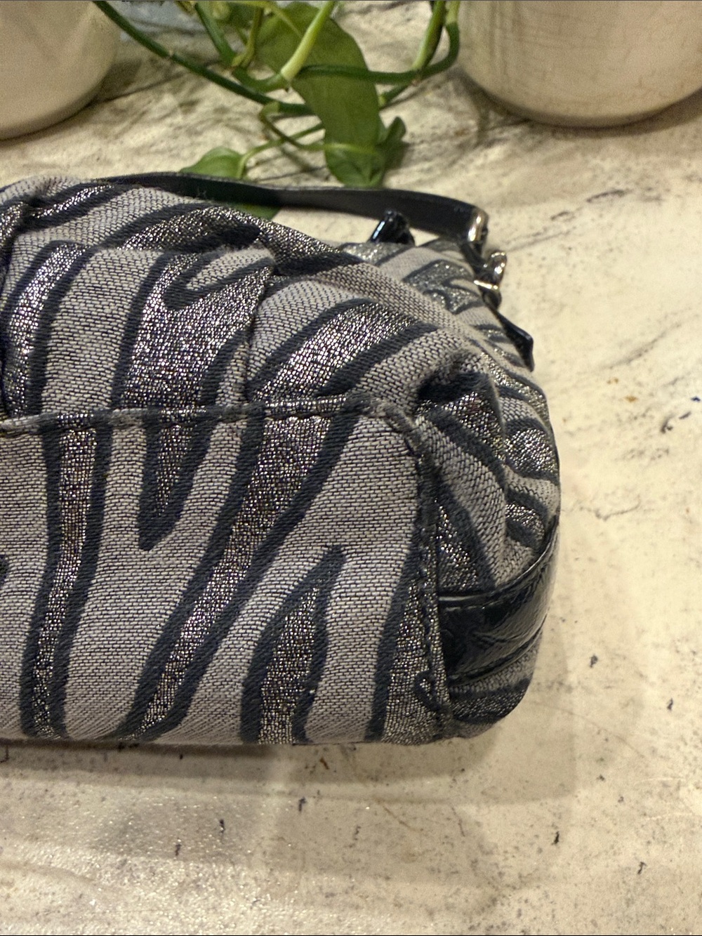 Coach 44407 Madison Lurex Metallic Shoulder Bag Black Silver Y2K - Picture 3 of 10